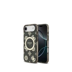 Guess iPhone 17 Air Iml Peony 4G Desenli Siyah Klasik Logolu Magsafe Uyumlu Telefon Kılıfı