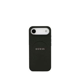 Guess iPhone 17 Air Magsafe Klasik Yazı Logolu Uyumlu PU Deri Siyah Telefon Kılıfı
