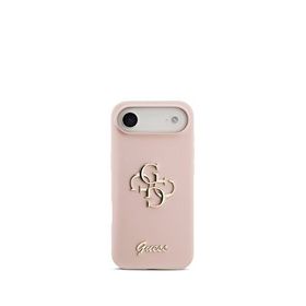 Guess iPhone 17 Air Pembe Grained Yazı Logolu Telefon Kılıfı