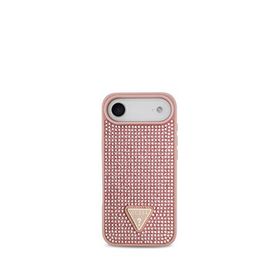 Guess iPhone 17 Air Pembe Taşlı Üçgen Logolu Telefon Kılıfı