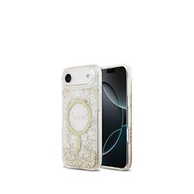 Guess iPhone 17 Air Transparan Resin Bottom Magsafe Uyumlu Altın Telefon Kılıfı