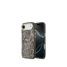Guess iPhone 17 Air Yazı Logolu Kahverengi Python Desenli Magsafe Uyumlu Telefon Kılıfı