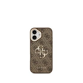 Guess iPhone 17 Büyük 4G Metal Logolu Kalın Askılı Kahverengi Telefon Kılıfı