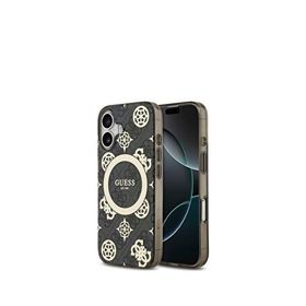 Guess iPhone 17 IML Peony 4G Desenli Siyah Klasik Logolu Magsafe Uyumlu Telefon Kılıfı
