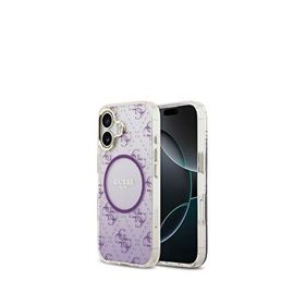 Guess iPhone 17 Mor 4G Desenli Simli Silikon Magsafe Uyumlu Telefon Kılıfı