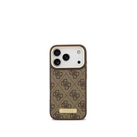 Guess iPhone 17 Pro 4G Serisi Metal Plakalı Klasik Logolu Magsafe Uyumlu Telefon Kılıfı
