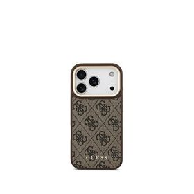 Guess iPhone 17 Pro Askılı 4G Logolu Kartlıklı Kahverengi Magsafe Uyumlu Telefon Kılıfı