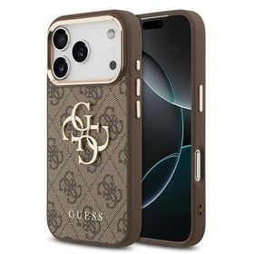 Guess iPhone 17 Pro Max 4G Büyük Metal Logolu Kahverengi Kılıf