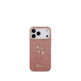 Guess iPhone 17 Pro Max 4G Glitter Büyük Metal Kamera Çerçeveli Magsafe Pembe Uyumlu Telefon Kılıfı