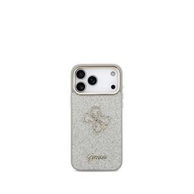 Guess iPhone 17 Pro Max 4G Glitter Magsafe Büyük Metal Kamera Çerçeveli Gri Uyumlu Telefon Kılıfı