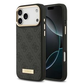 Guess iPhone 17 Pro Max 4G Pu Metal Plaka Siyah Kılıf