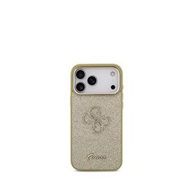 Guess iPhone 17 Pro Max Altın 4G Glitter Büyük Metal Kamera Çerçeveli Magsafe Uyumlu Telefon Kılıfı