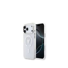 Guess iPhone 17 Pro Max IML Baskılı Üçgen Logolu Metal Kamera Çerçeveli Magsafe Uyumlu Şeffaf Telefon Kılıfı