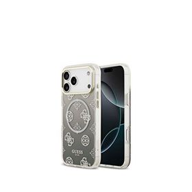 Guess iPhone 17 Pro Max Simli Peony Desenli Silikon Magsafe Uyumlu Şeffaf Telefon Kılıfı
