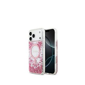 Guess iPhone 17 Pro Max Transparan Resin Bottom Magsafe Uyumlu Pembe Telefon Kılıfı
