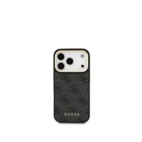 Guess iPhone 17 Pro Siyah 4G Metal Büyük Logolu Kartlıklı Magsafe Uyumlu Telefon Kılıfı