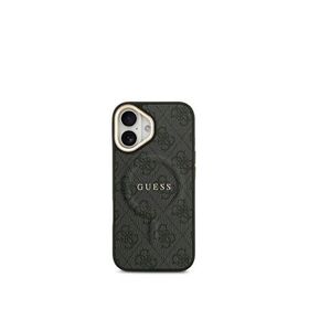 Guess iPhone 17 Siyah 4G Desenli PU Deri Gold Logolu Magsafe Uyumlu Telefon Kılıfı