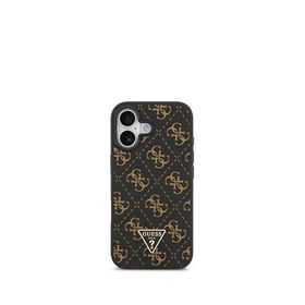 Guess iPhone 17 Siyah 4G Desenli PU Deri Üçgen Logolu Telefon Kılıfı