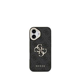 Guess iPhone 17 Siyah Büyük 4G Metal Logolu Kalın Askılı Telefon Kılıfı