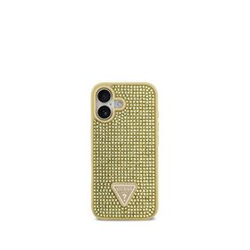 Guess iPhone 17 Taşlı Üçgen Logolu Gold Altın Telefon Kılıfı
