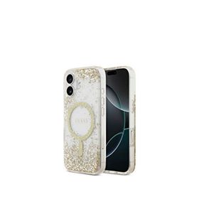 Guess iPhone 17 Transparan Resin Bottom Magsafe Uyumlu Altın Telefon Kılıfı