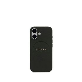 Guess iPhone 17 Yazı Logolu Pu Deri Magsafe Uyumlu Siyah Telefon Kılıfı