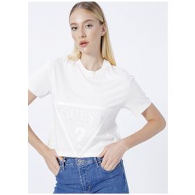 Guess V2YI06K8HM0-ADELE Krem Kadın T-Shirt