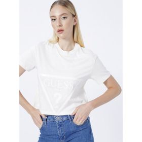 Guess V2YI06K8HM0-ADELE Krem Kadın T-Shirt