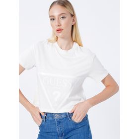Guess V2YI06K8HM0-ADELE Krem Kadın T-Shirt