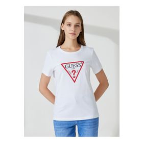Guess W1YI1BI3Z14G011 Beyaz Kadın T-shirt
