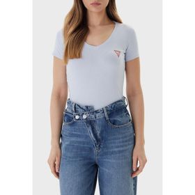 Guess W2YI45J1314 G7S1 Streç Pamuklu Slim Fit V Yaka Logolu Bayan T-shirt