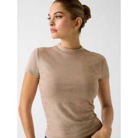 Guess W4BI26J1314 Ss Mock Neck All Ove Kadın Tişört
