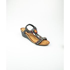 Guja 151-1 Siyah Dolgu Topuk Kadın Sandalet