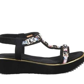 Guja 24Y121-2 Siyah Kadın Dolgu Taban Taşlı Sandalet