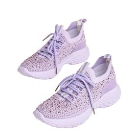 Guja 24Y320 Mor Kadın Esnek Tabanlı Taşlı Triko Sneaker Spor Ayakkabı