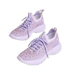Guja 24Y320 Mor Kadın Esnek Tabanlı Taşlı Triko Sneaker Spor Ayakkabı