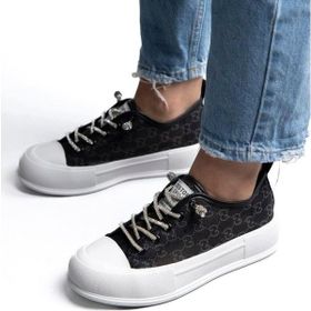 Guja 24Y384 Siyah Kadın Monogram Desen Sneaker Spor Ayakkabı