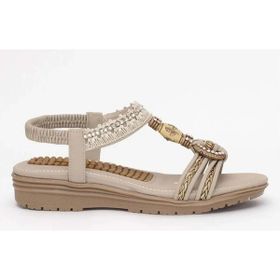 Guja 25Y120-4 Bej Kadın Comfort Taban Taşlı Sandalet