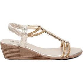 Guja 25Y145-1 Gümüş Kadın Taşlı Dolgu Taban Sandalet