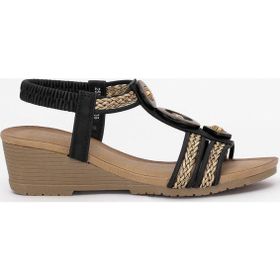 Guja 25Y145-4 Siyah Kadın Dolgu Topuk Sandalet