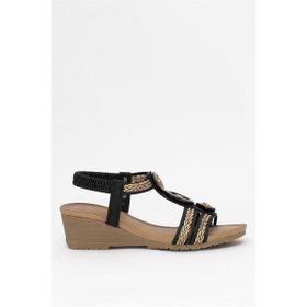 Guja 25Y145-4 Siyah Kadın Dolgu Topuk Sandalet