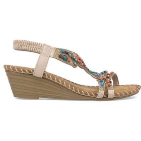 Guja 25Y151-6 Bej Kadın Taşlı Dolgu Topuk Sandalet