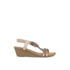 Guja 25Y151-6 Bej Kadın Taşlı Dolgu Topuk Sandalet
