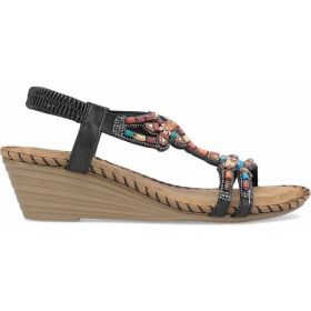 Guja 25Y151-6 Siyah Kadın Taşlı Dolgu Topuk Sandalet
