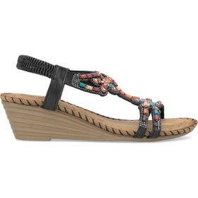 Guja 25Y151-6 Siyah Kadın Taşlı Dolgu Topuk Sandalet