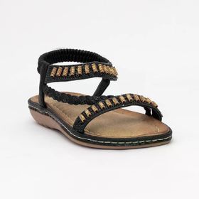 Guja 25Y152-1 Siyah Taşlı Düz Kadın Sandalet