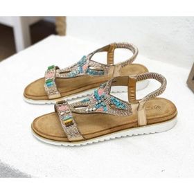 Guja 25Y173-1 Bronz Kadın Evalı Taban Taşlı Sandalet