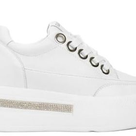 Guja 25Y492 Bej Kadın Hakiki Deri Yüksek Taban Taşlı Sneaker Spor Ayakkabı