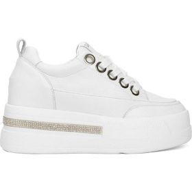 Guja 25Y492 Beyaz Kadın Hakiki Deri Yüksek Taban Taşlı Sneaker Spor Ayakkabı