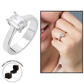 Gül Endam Starlight Diamond Pırlanta Montür Asimetrik 925 Ayar Gümüş Bayan Beştaş Yüzük - Beyaz